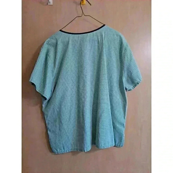 Womens nurses uniform HQ‎ medical Scrub Top L Large navy green check - Picture 3 of 4